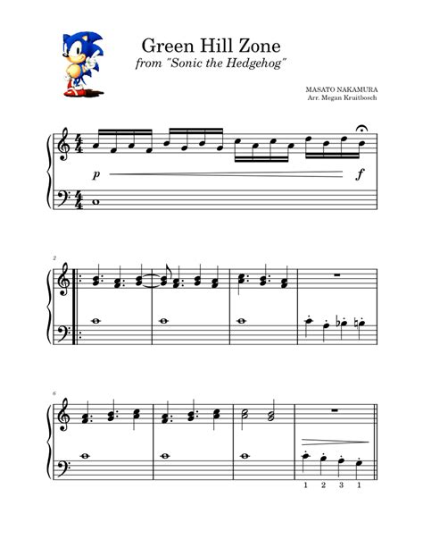 Green Hill Zone - Sonic the Hedgehog Sheet music for Piano (Solo) Easy ...