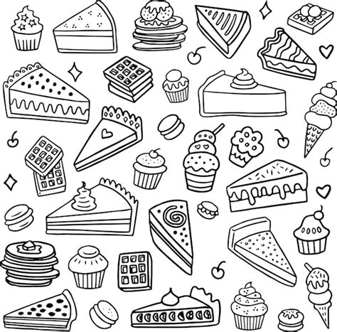 Premium Vector | Desserts doodle collection