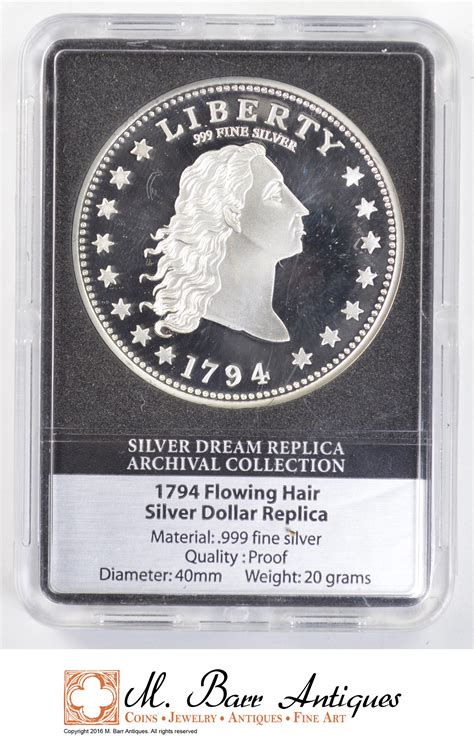 1794 Flowing Hair Silver Dollar Replica Proof Coin | Property Room