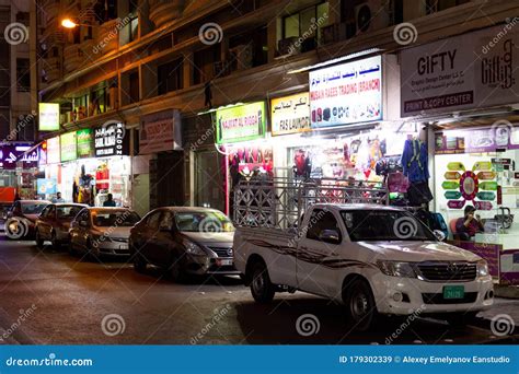 Dubai, United Arab Emirates, March 2, 2020: Night Streets. Editorial ...