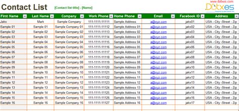 Basic contact list template - Dotxes