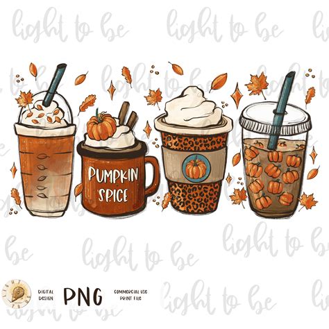 Pumpkin Spice PNG Latte Fall PSL Leaves Coffee Thanksgiving - Etsy ...