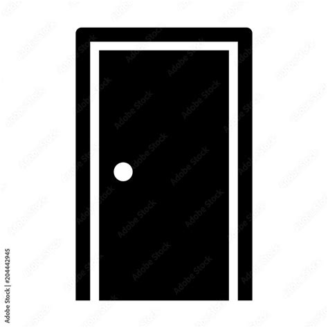 Simple closed door icon. Black silhouette. Isolated on white Stock ...