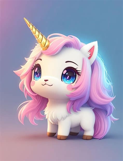 Premium AI Image | Cute tiny hyperrealistic Anime unicorn on colorful ...