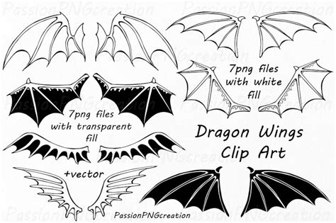 Dragon Wings Clipart, Doodle Wings Clip Art, Hand Drawn Bat Wings, PNG ...