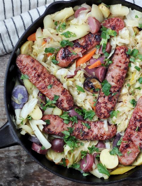 Chicken Apple Sausage Skillet with Cabbage and Potatoes - Parsnips and ...