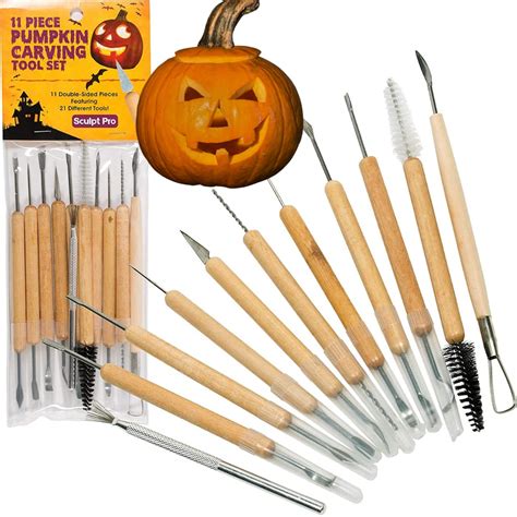 Buy Pumpkin Carving Kit (21 Tool Set) w 11 Double Sided Pieces ...