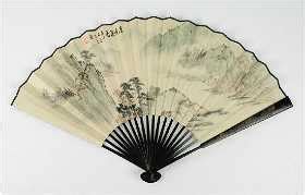 Late Ming Chinese Fan Painting on Gold Paper