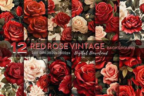 Red Rose Vintage Background Graphic by Marshall Designs · Creative Fabrica