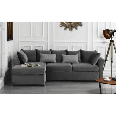 Classic L-Shape Couch Large Velvet Sectional Sofa with Extra Wide ...