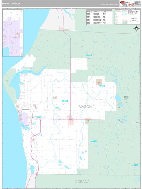 Mason County, MI Wall Map Premium Style by MarketMAPS - MapSales