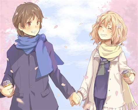 Male and female anime character holding hands HD wallpaper | Wallpaper ...