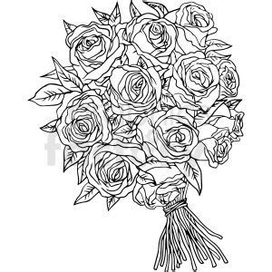 black and white rose bouquet vector clipart | White rose bouquet ...