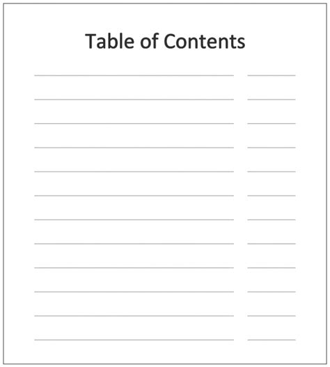 Blank Table Of Contents Template (4) - TEMPLATES EXAMPLE | TEMPLATES ...