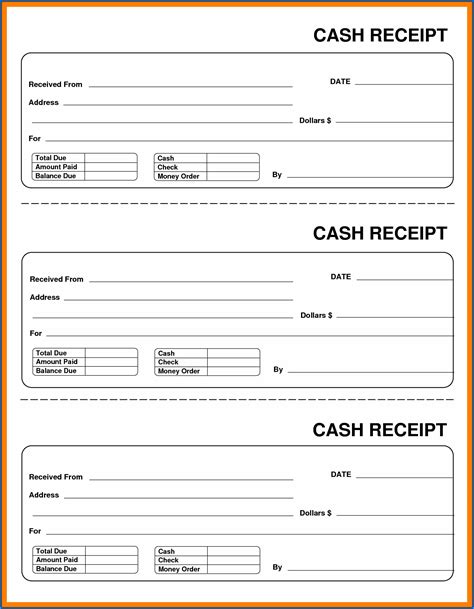 Printable Cash Receipt Template