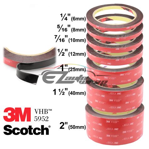 Genuine 3M VHB # 5952 Dark Gray Double-Sided Foam Tape 1/2" (12mm) Wide ...