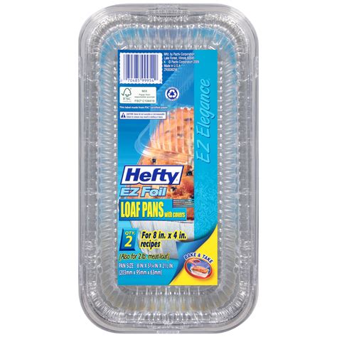 Hefty EZ Foil Aluminum Foil Loaf Pans with Lids, 8x4 Inch, 2 Count ...