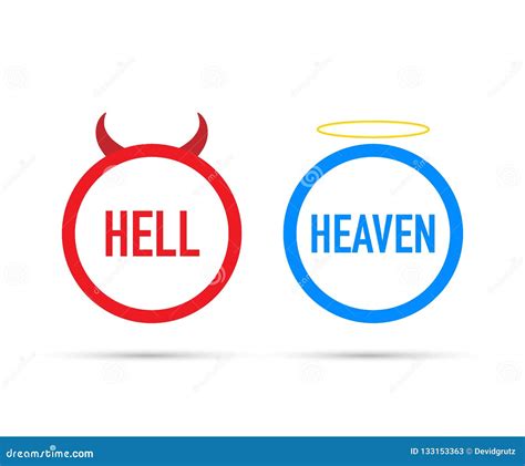 Hell And Heaven As A Choice - Pictured As Words Hell, Heaven On Doors ...