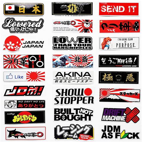 38Pcs Cool JDM Decal Tuner Stickers Drift Japanese Car Rising Sun ...