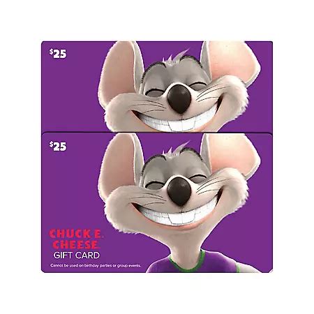 Chuck E Cheese $50 Value Gift Cards - 2 x $25 - Sam's Club