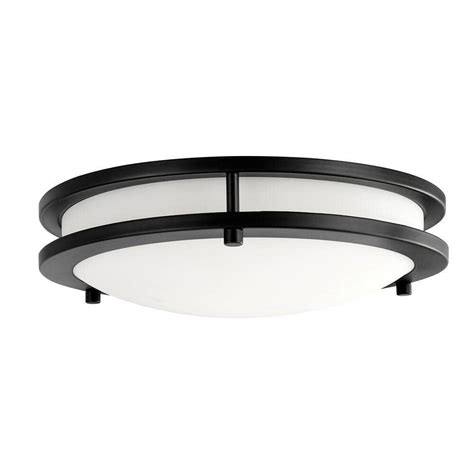 Reviews for Hampton Bay Flaxmere 12 in. Matte Black Dimmable LED Flush ...