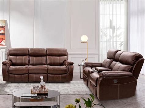 Real Leather Power Reclining Sofa | Cabinets Matttroy