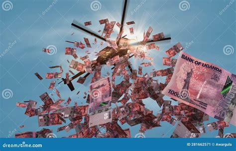 Helicopter Is Dropping Money. Financial Stimulus In Economy. 3D ...