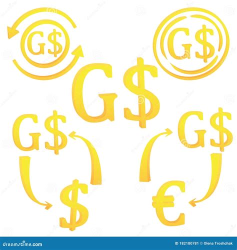 3D Guyanese Dollar of Guyana. Currency Symbol Icon Set Stock Vector ...