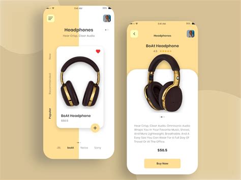 Headphone app UI on Behance