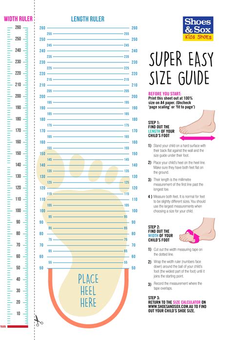 Free Printable Shoe Size Chart