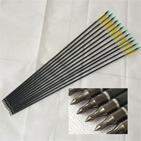 archery carbon arrows 30" length hunting compound bow arrows with 100 ...