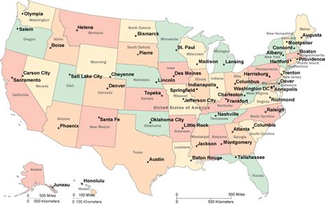 Labeled States And Capitals Map - Goimages Garden