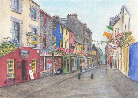 Galway Ireland Quay Street Painting Print or Original Painting, Galway ...