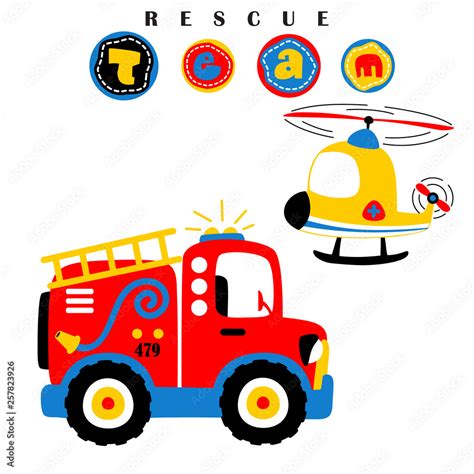 vector cartoon illustration of rescue team Stock Vector | Adobe Stock