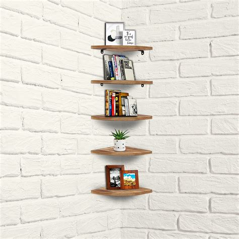 Buy Wall Mount Corner Shelf, Corner Bookshelf, Kosiehouse 5-Tier Rustic ...