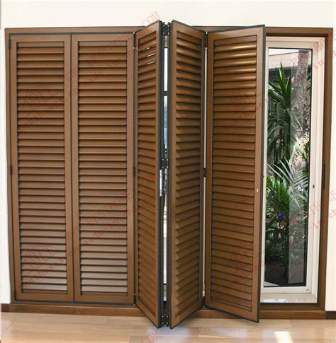 China High Quality Woodgrain Aluminum Bi-Folding Shutter Door (BHA ...