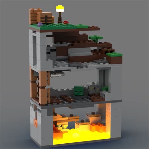 LEGO MOC 2D Minecraft Cave by Zeah | Rebrickable - Build with LEGO