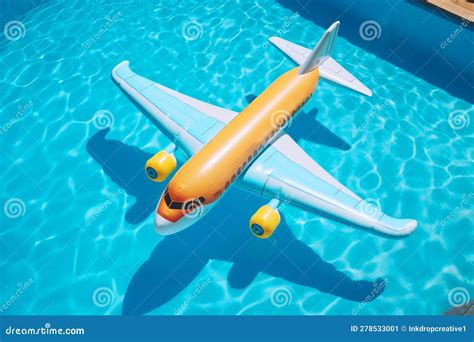 Inflatable Airplane Swimming Pool Float. Summer Travel Vacation Stock ...