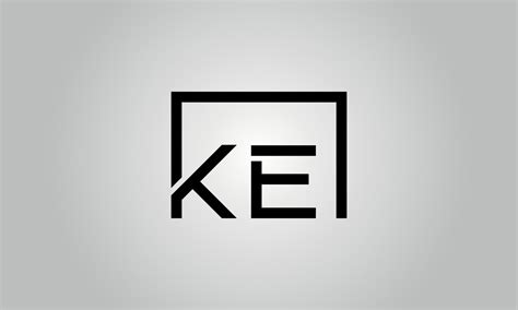 Letter KE logo design. KE logo with square shape in black colors vector ...