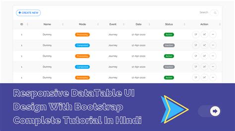 Responsive DataTable UI Design | HTML5 | CSS3 | Bootstrap | Jquery