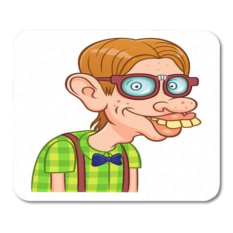 SIDONKU Ugly Funny Cartoon Nerd Geek Guy Weird Bizarre Boy Mousepad ...