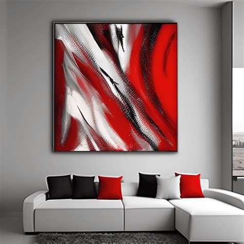 Red and White Abstract Painting · Creative Fabrica