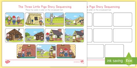 The Three Little Pigs Story Sequencing Graphic Organizer