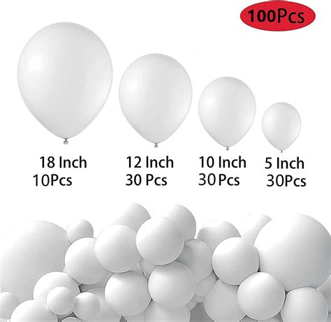 100 Pcs White Latex Balloon Different Sizes 18 12 10 5 inches Party ...