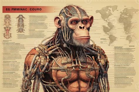 Chimpanzee ape monkey cyborg animal detailed infographic, full details ...