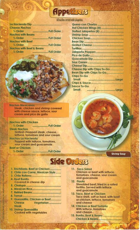 La Hacienda Mexican Restaurant menu in Milton, Florida, USA