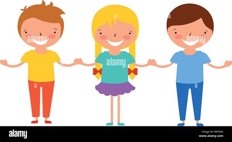 girl and boys holding hands friends Stock Vector Image & Art - Alamy