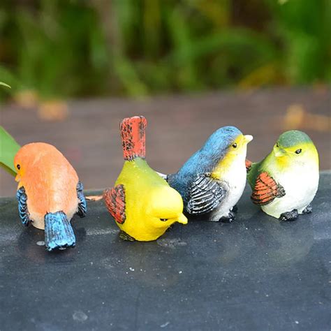 1Pc Small Bird Figurines Ornaments Outdoor Resin Animal Figurines ...