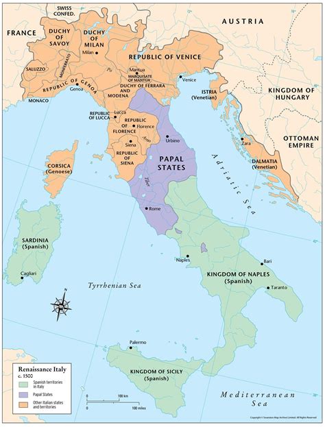 Renaissance Italy map - Map of Italy renaissance (Southern Europe - Europe)