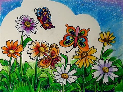 Colorful Flower Garden Drawing